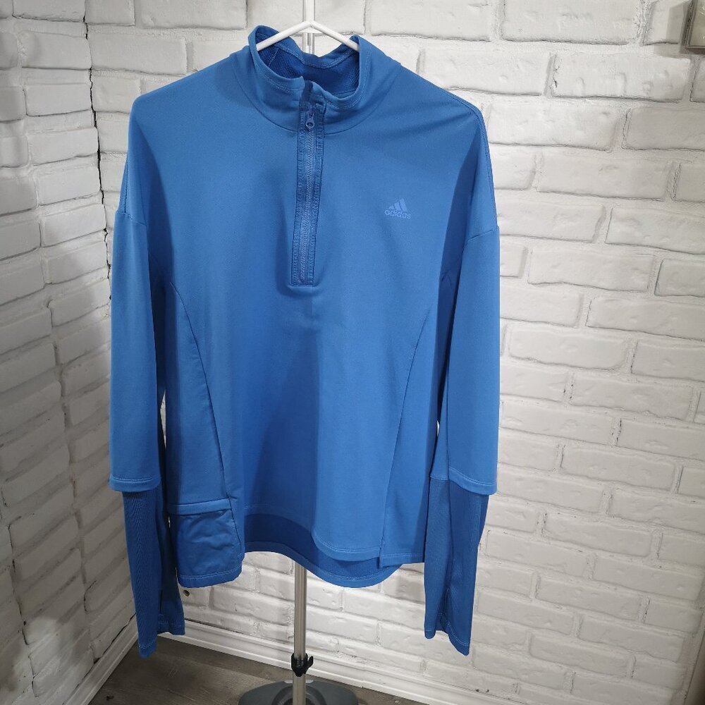 Adidas Cold Rdy Men's Size XL Blue 1/4 Zip w/ Insert Running Pullover